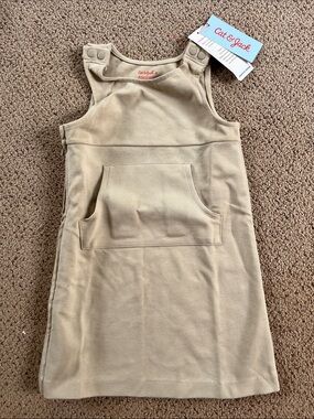 Cat & Jack Tan Pinafore Dress with Front Pocket